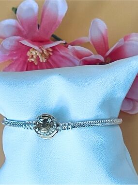 Silver and gold plated Bracelet with Round CZ Moon/Stars Accent